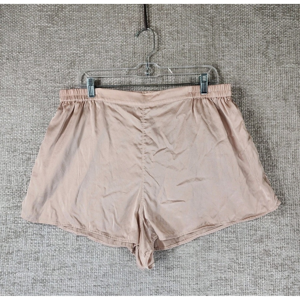Lunya Good in Bed 100% Silk Sleep Shorts Womens XL Pink Elastic Waist Pockets
